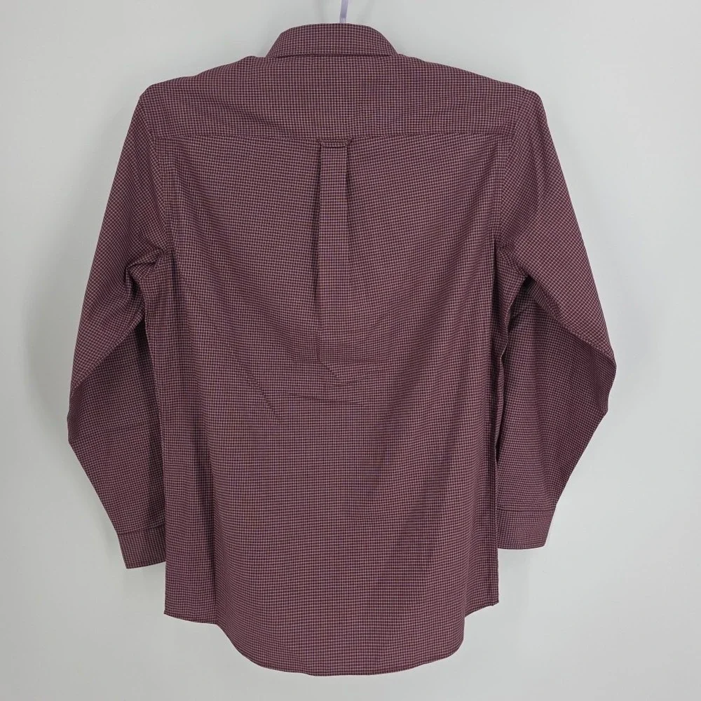 Red Head Brand Maroon and White LS Men's s Button Up, Button Down Shirt   LT NWT